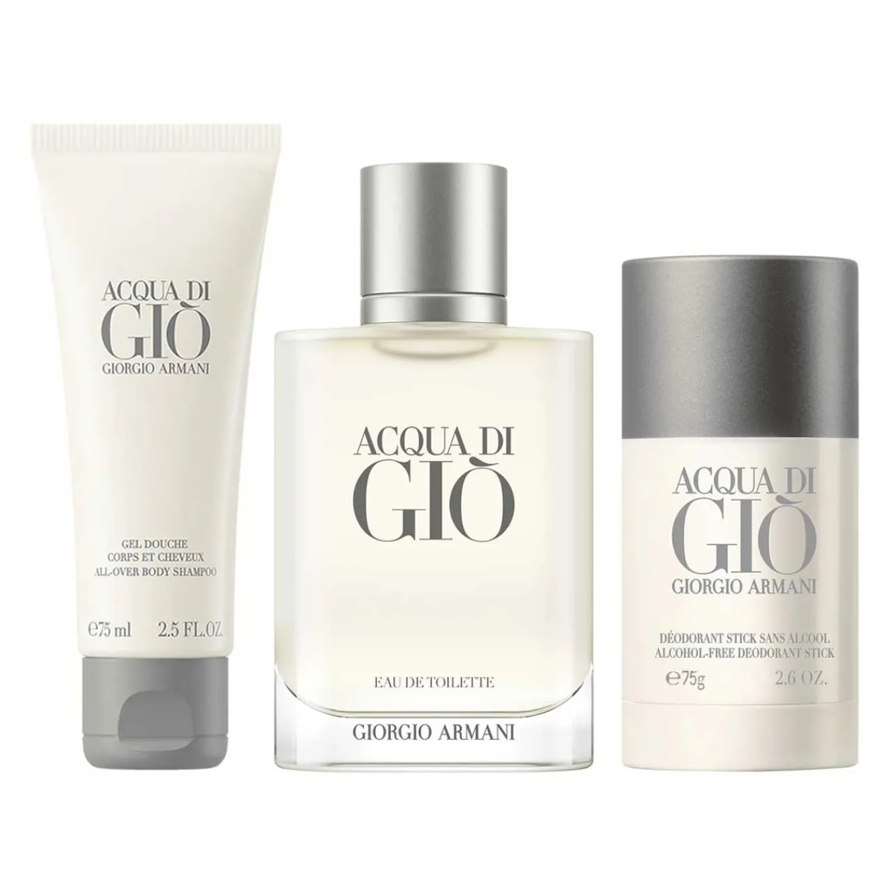 Acqua di Gio ESTUCHE 3 Piezas Hombre EDT 100ml + Gel de ducha 75ml + Desodorante en barra 75gr-Giorgio Armani Best