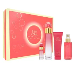 360 Coral Estuche 4 Piezas Dama EDP 100ml + Body Mist 118ml + Crema de manos + Mini 7.5ml-Perry Ellis Sale