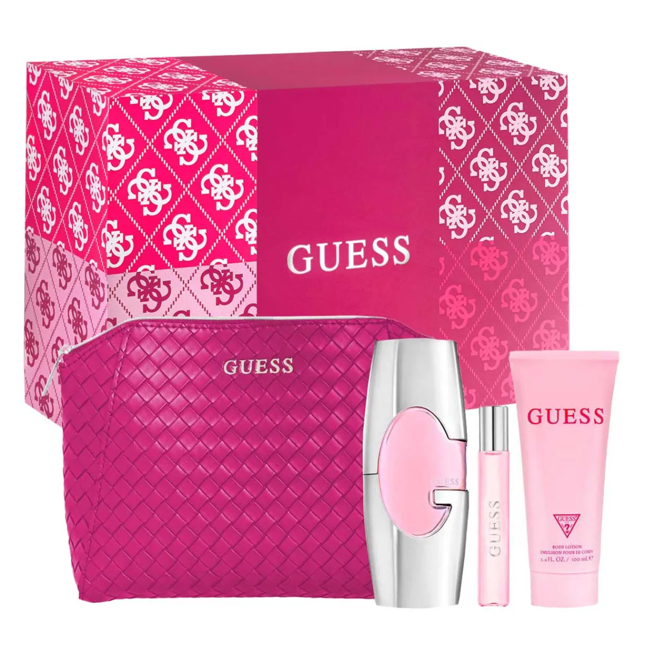 Estuche 4 Piezas Dama EDP 75 ml + Crema corporal 100ml + Miniatura 15ml + Cosmetiquera-Guess Clearance