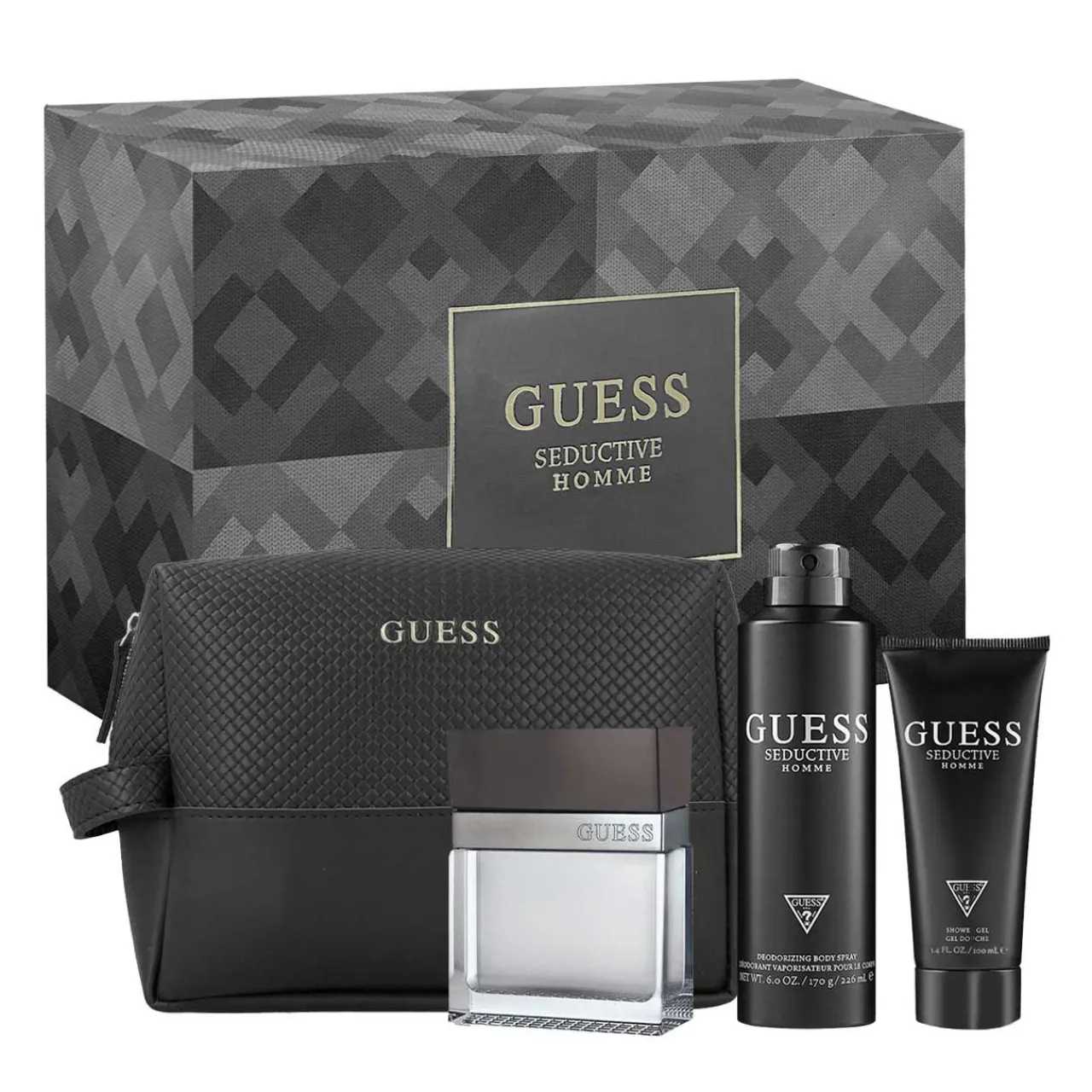 Seductive Estuche 4 Piezas Hombre EDT 100ml + Desodorante 226ml + Gel de ducha 100ml + Bolsa de viaje-Guess Discount