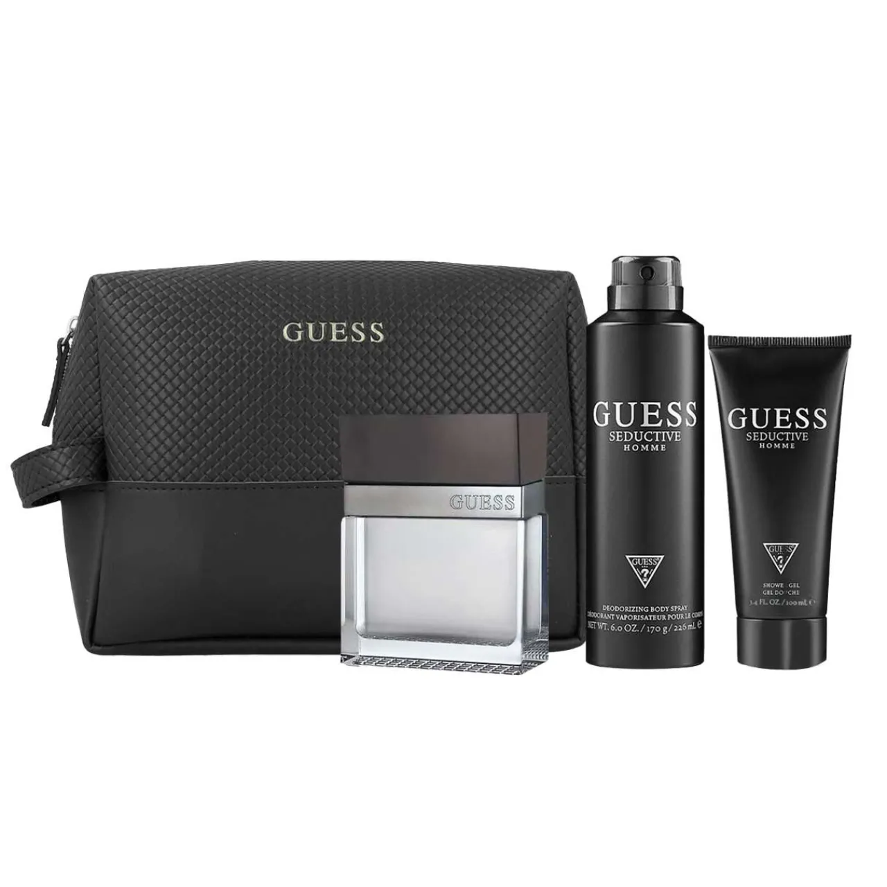 Seductive Estuche 4 Piezas Hombre EDT 100ml + Desodorante 226ml + Gel de ducha 100ml + Bolsa de viaje-Guess Discount