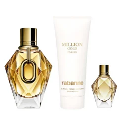 Million Gold For Her [Metal] Estuche 3 Piezas Dama EDP 90ml + Body Lotion 100ml + Miniatura 5ml-Rabanne Best