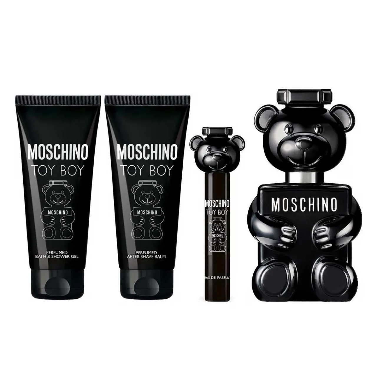 Toy Boy Estuche 4 Piezas Hombre EDP 100ml + Bath & Shower Gel 100ml + After Shave Balm 100ml + Miniatura 10ml-Moschino Discount
