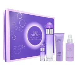 360 Purple Estuche 4 Piezas Dama EDP 100ml + Locion para el cuerpo 90ml + Gel de ducha + Mini 7.5ml-Perry Ellis Clearance