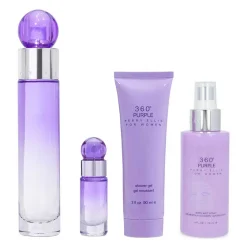 360 Purple Estuche 4 Piezas Dama EDP 100ml + Locion para el cuerpo 90ml + Gel de ducha + Mini 7.5ml-Perry Ellis Clearance