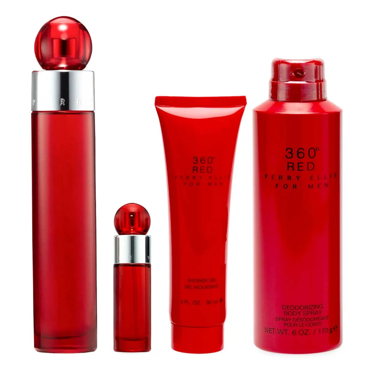 360 Red Estuche 4 Piezas Hombre EDT 100ml + Gel de Ducha 90ml + Desodorante + Miniatura 10ml-Perry Ellis Online