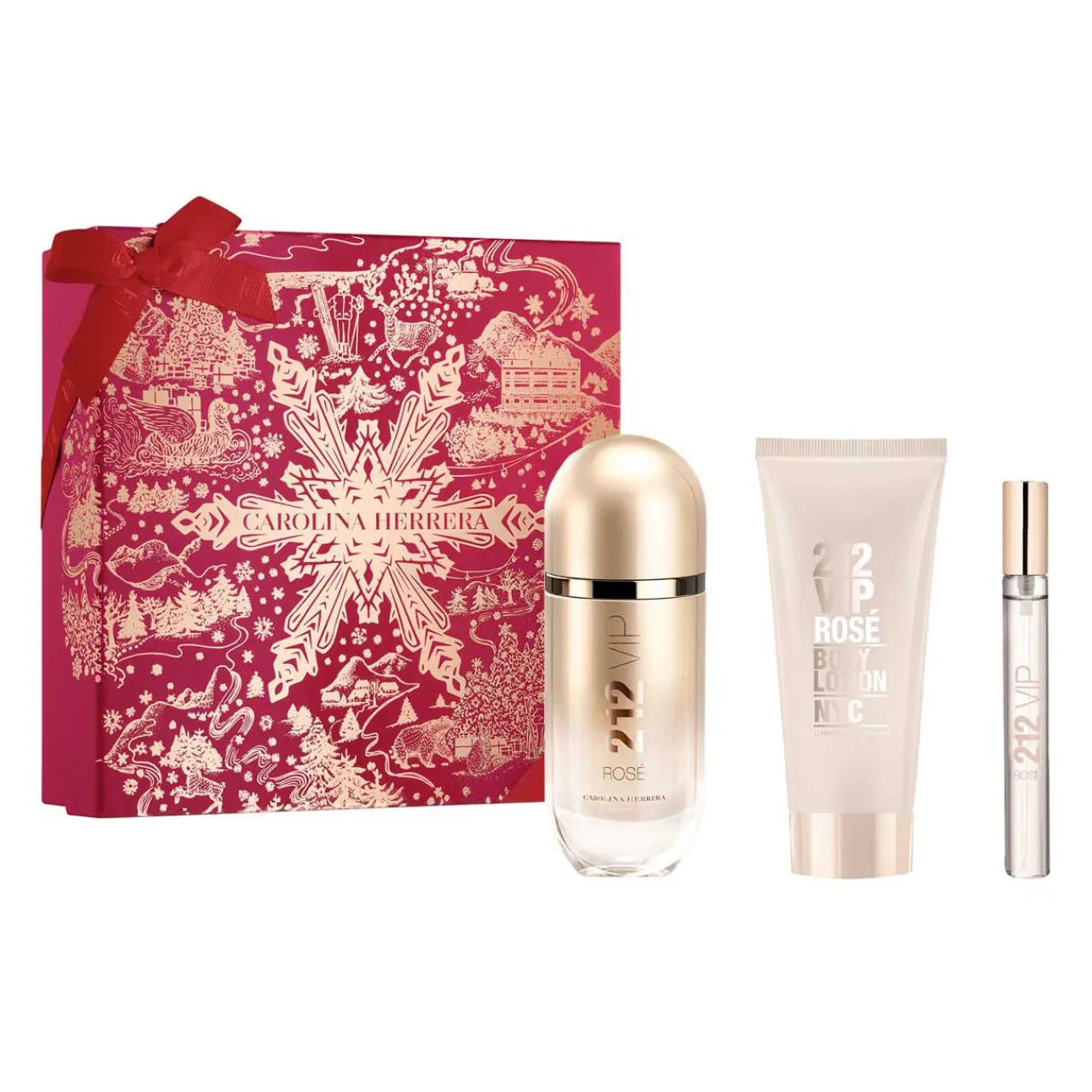 212 VIP Rose Navidad Estuche 3 Piezas Dama EDP 80ml + Body Lotion 100ml + Miniatura 10ml-Carolina Herrera Discount